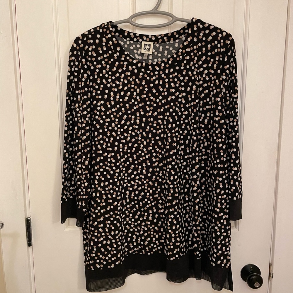 Anne Klein Black and White Patterned Blouse